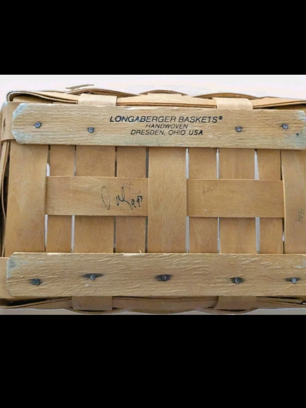 Vtg Longaberger Woven 1999 Basket W/Plastic Protector & Wooden Divider 10x6x4